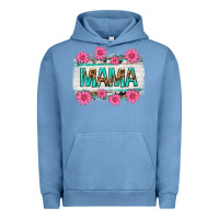 Pigment Pebble Blue mama leopard with turquoise background Urban Hoodie - texasbilliewilder