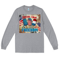 Heather Grey tastes like freedom 4th of july Long Sleeve Tee - BarkalooDesign