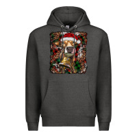 Charcoal Heather christmas heifer with leoard and cowhide Premium Hoodie - RanaPortraitStore