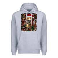 Heather Grey christmas heifer with leoard and cowhide Premium Hoodie - RanaPortraitStore