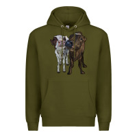 Army Green two heifer cows Premium Hoodie - RanaPortraitStore