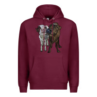 Burgundy two heifer cows Premium Hoodie - RanaPortraitStore