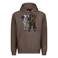 Coffee two heifer cows Premium Hoodie - RanaPortraitStore