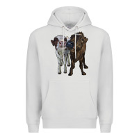 Dove Grey two heifer cows Premium Hoodie - RanaPortraitStore