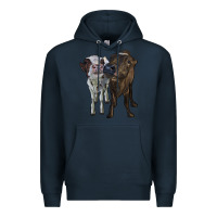 Navy two heifer cows Premium Hoodie - RanaPortraitStore