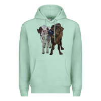 Seafoam two heifer cows Premium Hoodie - RanaPortraitStore