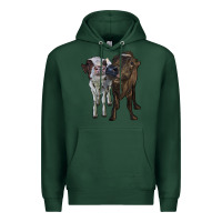 Sports Green two heifer cows Premium Hoodie - RanaPortraitStore