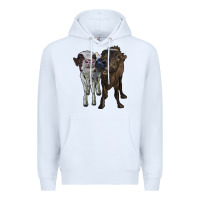 White two heifer cows Premium Hoodie - RanaPortraitStore