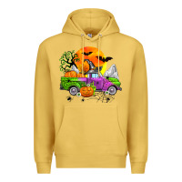 Antique Gold halloween farm truck Premium Hoodie - Zillion Design Studio