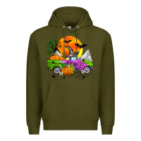 Army Green halloween farm truck Premium Hoodie - Zillion Design Studio