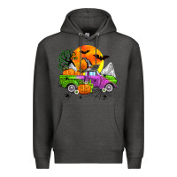 Charcoal Heather halloween farm truck Premium Hoodie - Zillion Design Studio