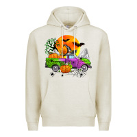 Oatmeal Heather halloween farm truck Premium Hoodie - Zillion Design Studio
