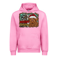Fuchsia Pink merry Christmas highland cow Urban Hoodie - RanaPortraitStore