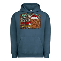 Pigment Midnight Navy merry Christmas highland cow Urban Hoodie - RanaPortraitStore