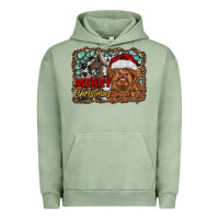 Pigment Oil Green merry Christmas highland cow Urban Hoodie - RanaPortraitStore