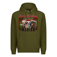 Army Green merry christmas heifer Premium Hoodie - RanaPortraitStore