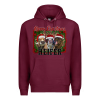 Burgundy merry christmas heifer Premium Hoodie - RanaPortraitStore