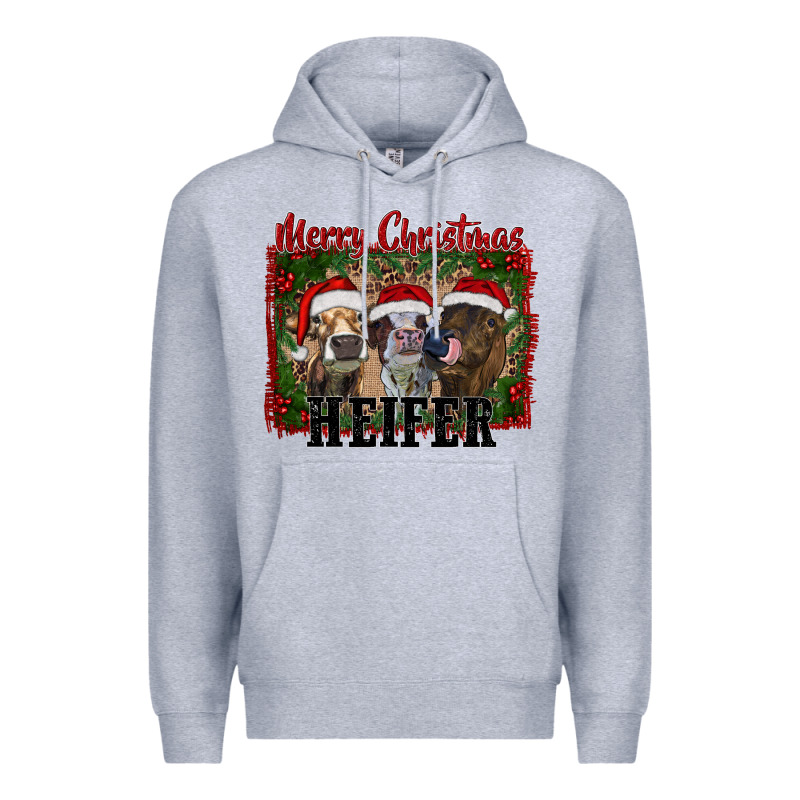 Merry Christmas Heifer Premium Hoodie by RanaPortraitStore | Teevron