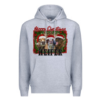 Heather Grey merry christmas heifer Premium Hoodie - RanaPortraitStore
