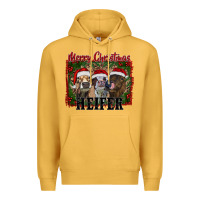 Mustard merry christmas heifer Premium Hoodie - RanaPortraitStore