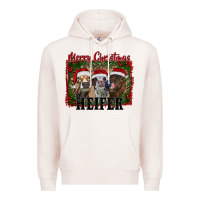 Pale Pink merry christmas heifer Premium Hoodie - RanaPortraitStore