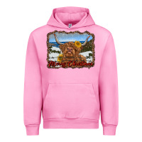 Fuchsia Pink merry christmas highland cow with farm Urban Hoodie - RanaPortraitStore