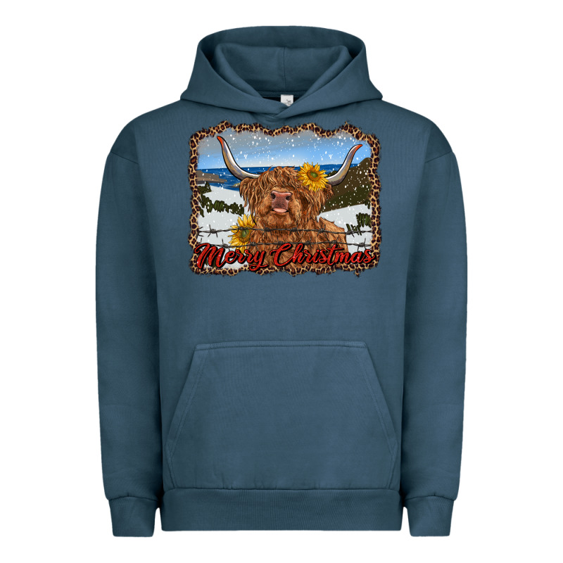 Merry Christmas Highland Cow With Farm Urban Hoodie by RanaPortraitStore | Teevron