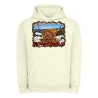Pigment Pistachio merry christmas highland cow with farm Urban Hoodie - RanaPortraitStore