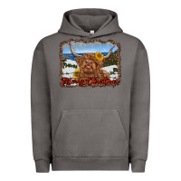 Pigment Tornado merry christmas highland cow with farm Urban Hoodie - RanaPortraitStore