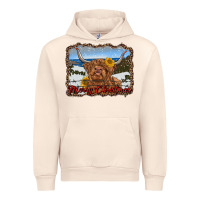 Sandshell merry christmas highland cow with farm Urban Hoodie - RanaPortraitStore