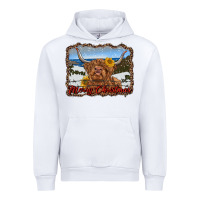 White merry christmas highland cow with farm Urban Hoodie - RanaPortraitStore