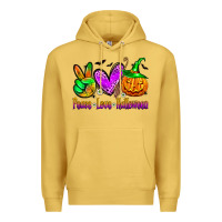 Antique Gold peace love halloween Premium Hoodie - Zillion Design Studio