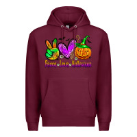 Burgundy peace love halloween Premium Hoodie - Zillion Design Studio