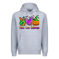 Heather Grey peace love halloween Premium Hoodie - Zillion Design Studio