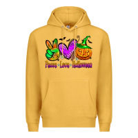 Mustard peace love halloween Premium Hoodie - Zillion Design Studio