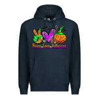 Navy peace love halloween Premium Hoodie - Zillion Design Studio