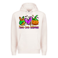 Pale Pink peace love halloween Premium Hoodie - Zillion Design Studio