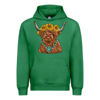 Emerald highland cow with sunflower and gemstone Urban Hoodie - RanaPortraitStore
