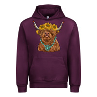 Highland Cow With Sunflower And Gemstone Urban Hoodie | Teevron