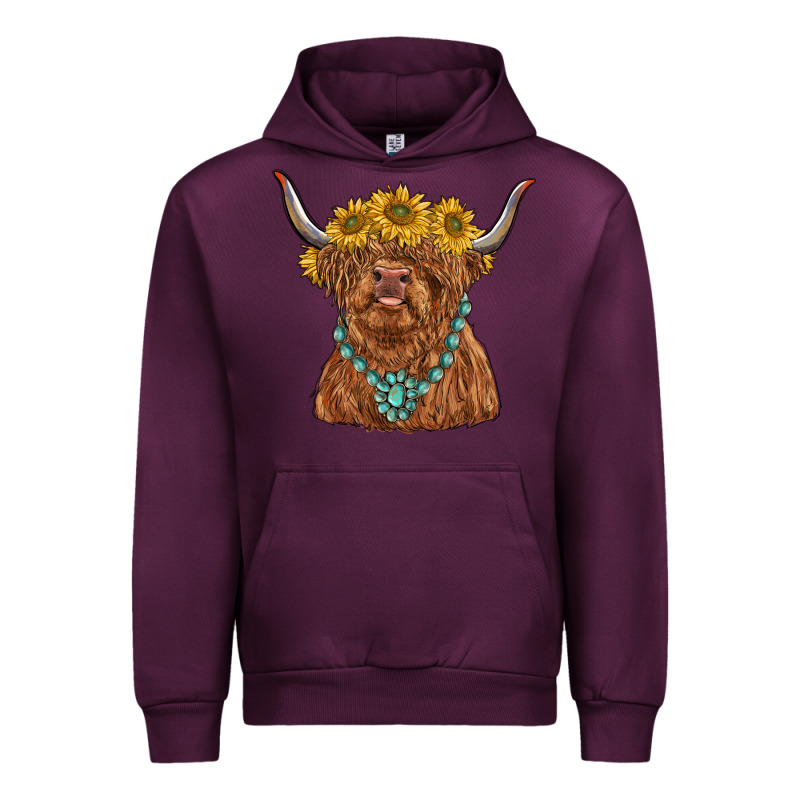 Highland Cow With Sunflower And Gemstone Urban Hoodie by RanaPortraitStore | Teevron