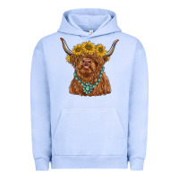 Pigment Grape Ice highland cow with sunflower and gemstone Urban Hoodie - RanaPortraitStore