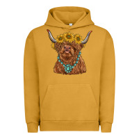 Pigment Peanut Butter highland cow with sunflower and gemstone Urban Hoodie - RanaPortraitStore
