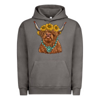 Pigment Tornado highland cow with sunflower and gemstone Urban Hoodie - RanaPortraitStore