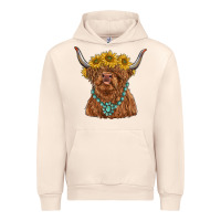 Sandshell highland cow with sunflower and gemstone Urban Hoodie - RanaPortraitStore