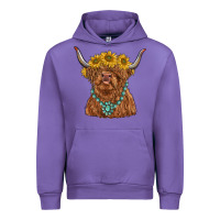 Tulip highland cow with sunflower and gemstone Urban Hoodie - RanaPortraitStore