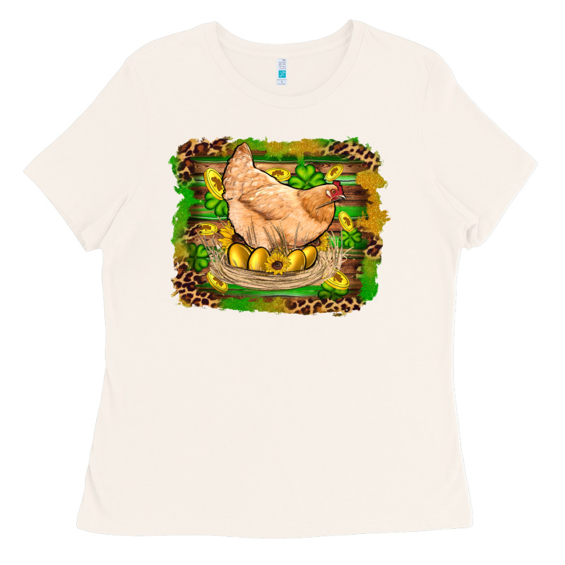 St Patricks Day Farm Chicken Gold Eggs Leopard Serape Glitter Ladies Tee by Artiststas | Teevron