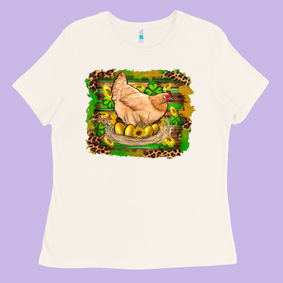 St Patricks Day Farm Chicken Gold Eggs Leopard Serape Glitter Ladies Tee Designed By Artiststas