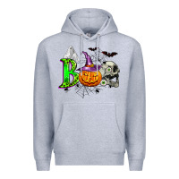 Heather Grey boo halloween Premium Hoodie - Zillion Design Studio
