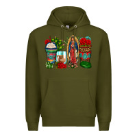 Army Green lady of guadalupe coffee cups Premium Hoodie - Zillion Design Studio