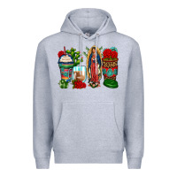 Heather Grey lady of guadalupe coffee cups Premium Hoodie - Zillion Design Studio